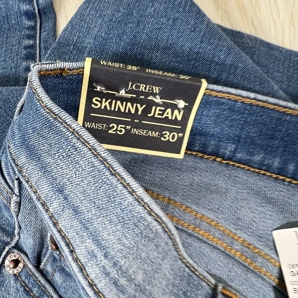 J.Crew Womens Slim Skinny Jeans Blue Stretch Medium Wash Pockets Low Rise 25 New